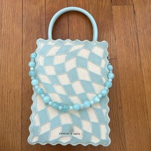 Charles & Keith Blue and Cream Handbag